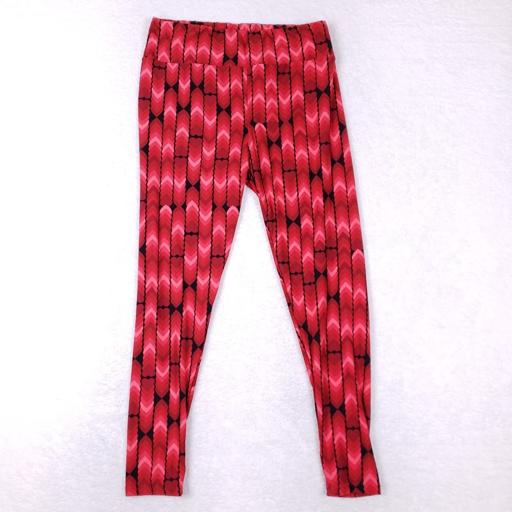 LuLaRoe Tall & Curvy Leggings‎ Red Heart Chevron Print Stretch Valentine's